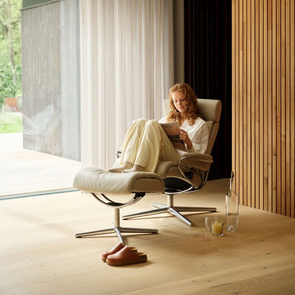 Woman reading in Stressless Tokyo recliner
